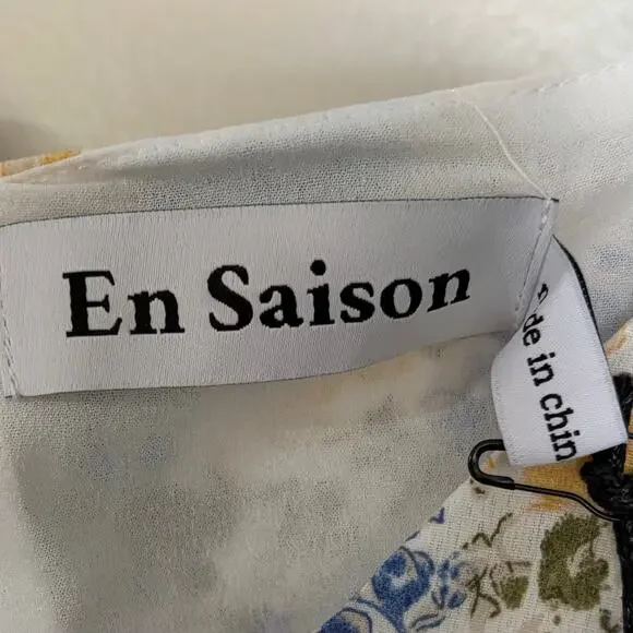 En Saison Floral Midi Slip Dress M White Feminine Bridal Ruched Romantic NWT - Picture 8 of 10